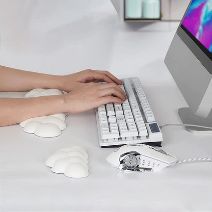 Ergonomic Wrist Rest for Computer Laptop Cloud Keyboard Wrist Rest Pad Set White