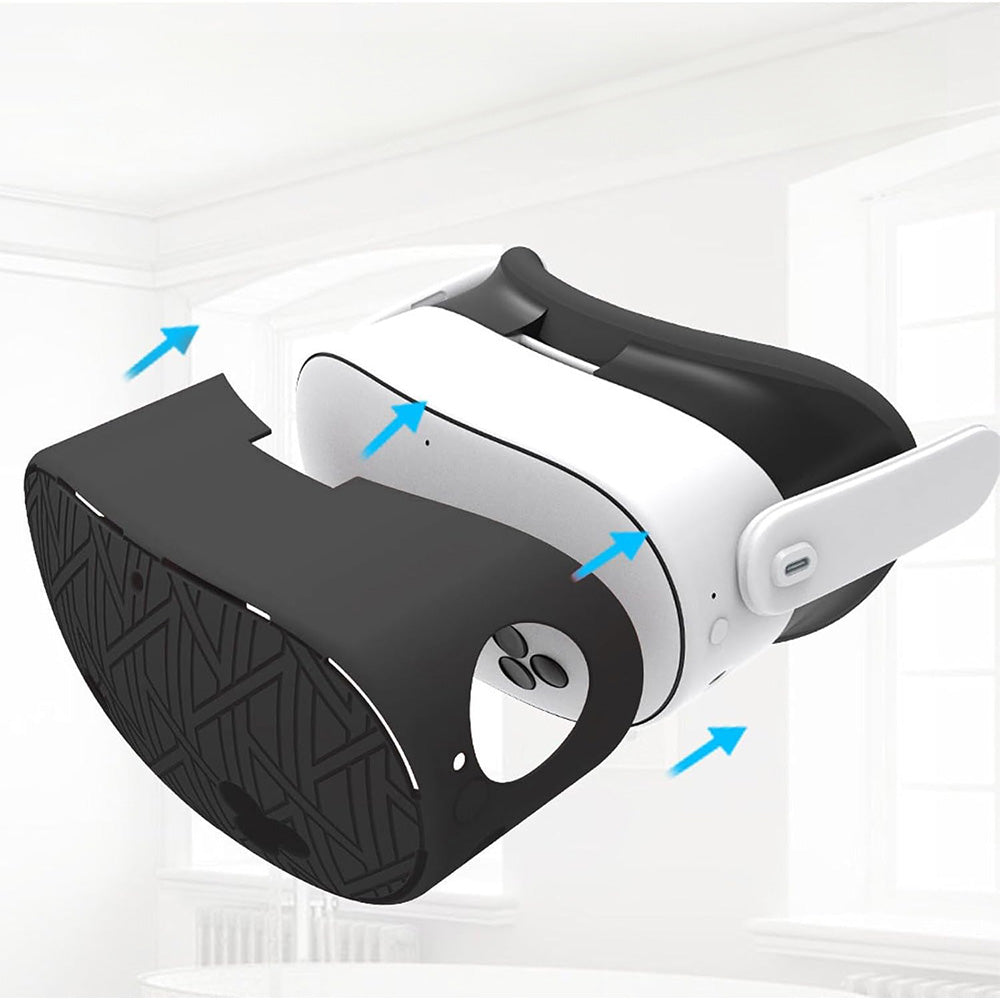 7-Piece Silicone Protective Case Set for Meta Quest 3S VR Headset Accessories Black