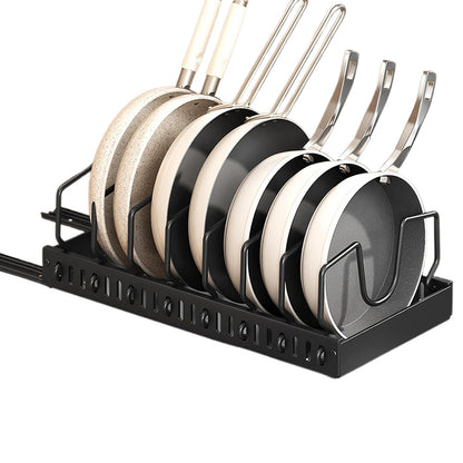 Vertical Pull Out Organizer for Pots and Pans Sliding Storage Rack with Dividers for Kitchen Black