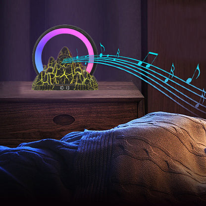 Digital Sunrise Alarm Clock Wireless Charger Smart Wake-up Light Bluetooth Speaker Atmosphere Lamp Black