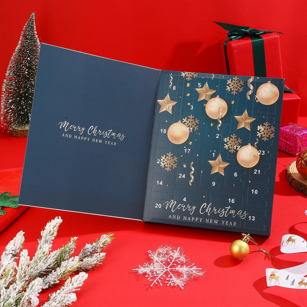 24PCS Christmas Jewelry Advent Calendar with Bracelet Necklace Rings & Earrings Style 1