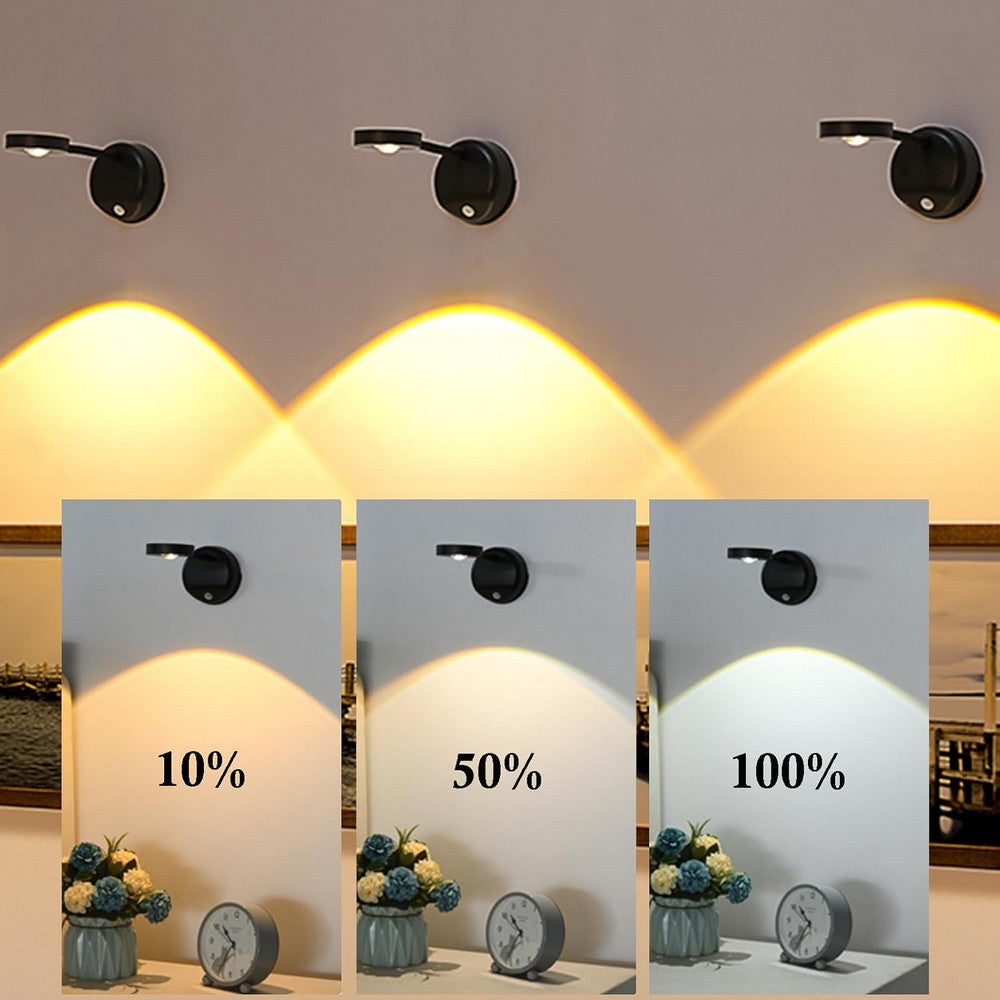 3Pcs Wireless Picture Lights and Mini Accent Spotlights LED Wall Sconce for Art Display-Black
