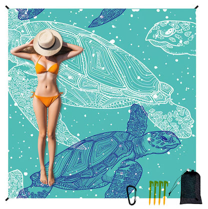 Waterproof Beach Mat Picnic Blanket with Stakes - Green