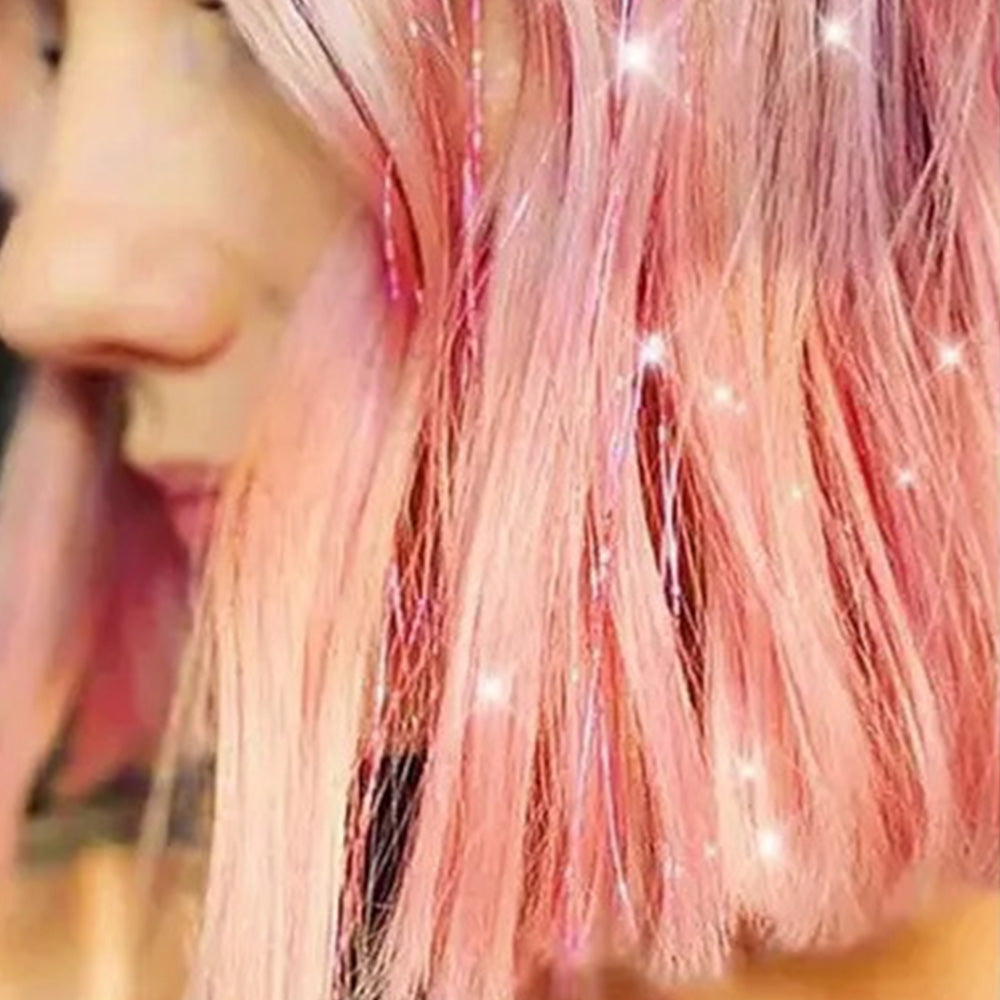12-Piece Hair Tinsel Clip Kit Sparkly Fairy Hair Extensions for Glamorous Styling Pink