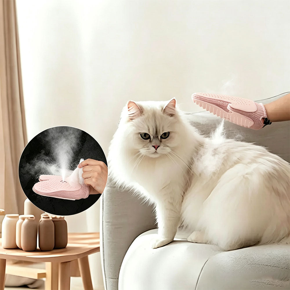 USB Spray Pet Grooming Glove for Cats Dogs - Pink