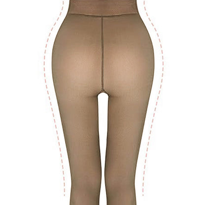 Sheer Tights Plus Size Winter Thermal Pantyhose Bare Legs Illusion Warm-Coffee