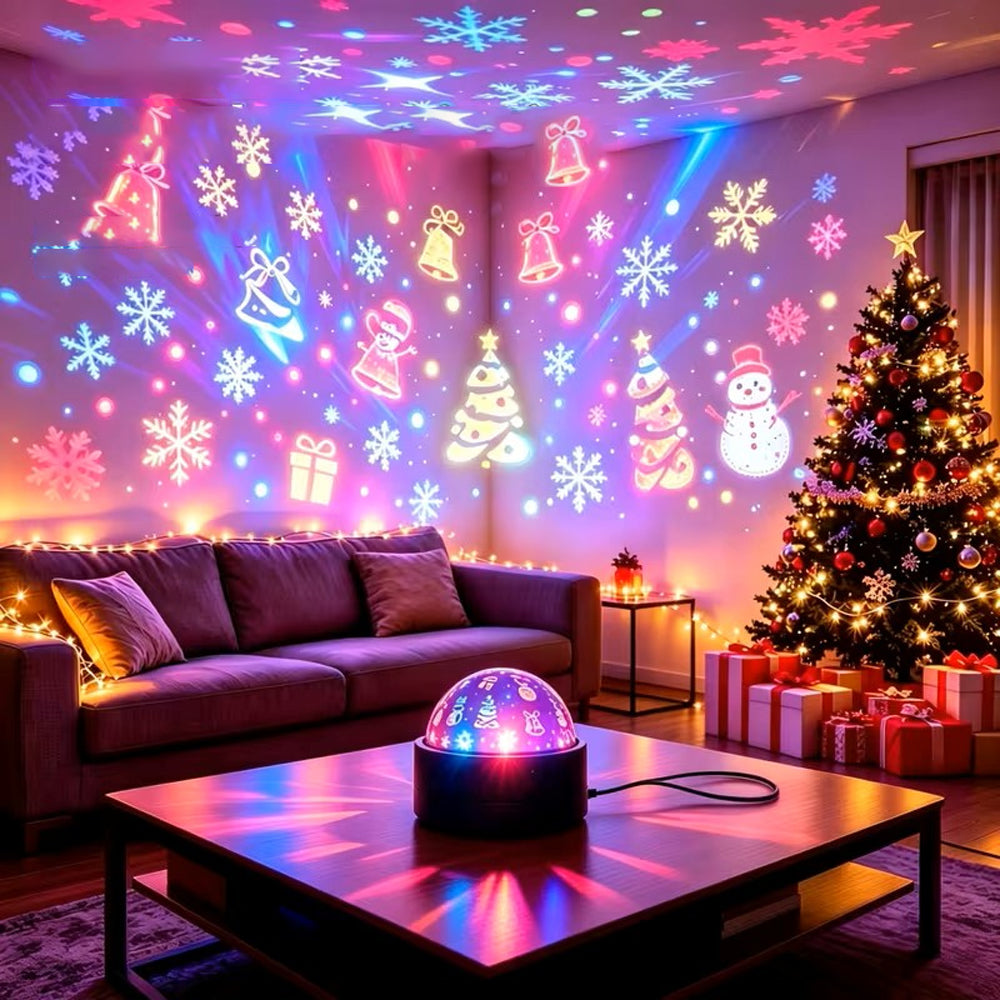 2-in-1 Projection Light Christmas RGB Light with Music Sync - Snow