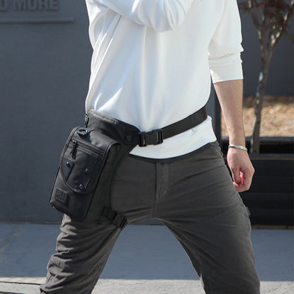 Men's Tactical Leg Bag Drop Legs Belt Pack Waist Bag for Travel Riding Hiking Black