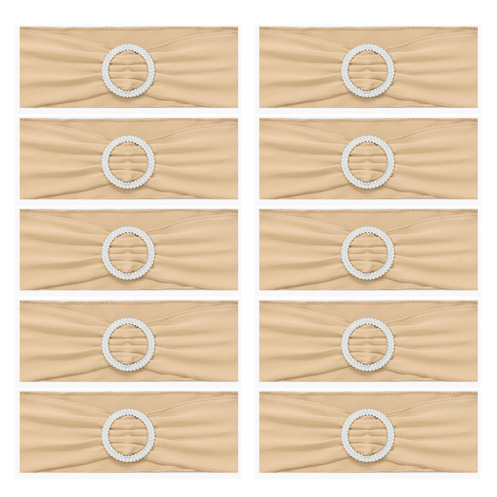30 Pieces Elastic Chair Sashes Bows with Buckle Spandex Chair Bands - Champagne