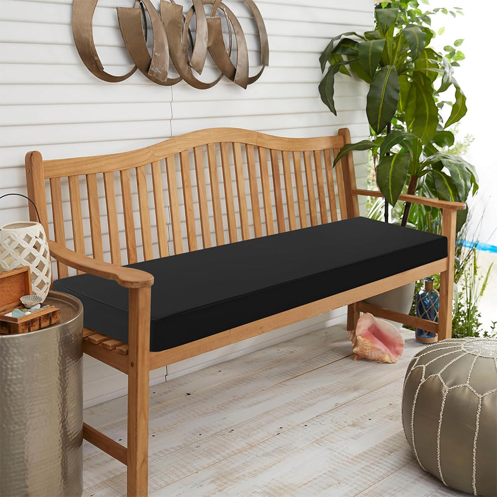 Outdoor Bench Cushion Patio Furniture Seat Pad with Removable Cover for Garden Swing Porch Sofa Settee Black