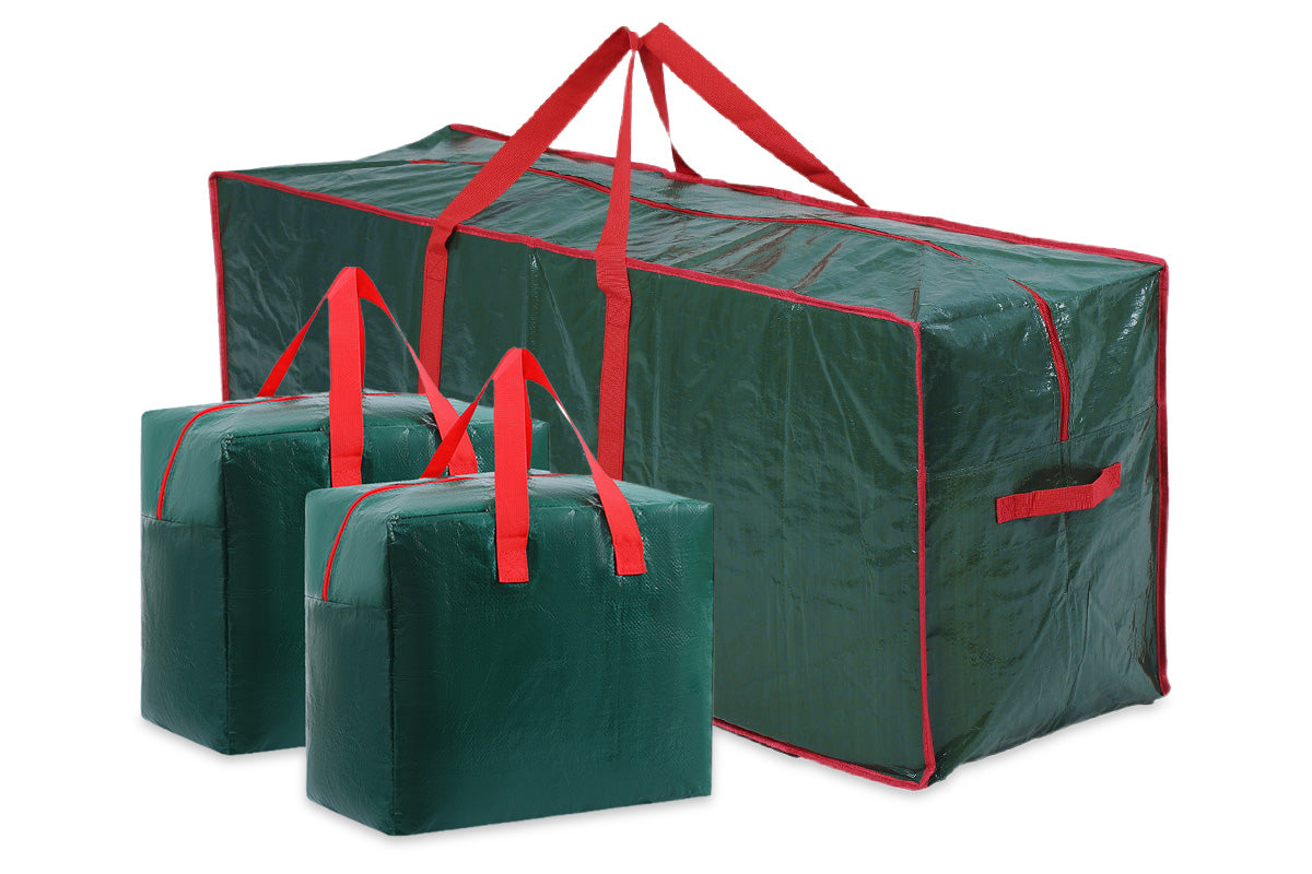 3Pcs Large Christmas Tree Storage Bags Waterproof with Handles and Zipper-Green