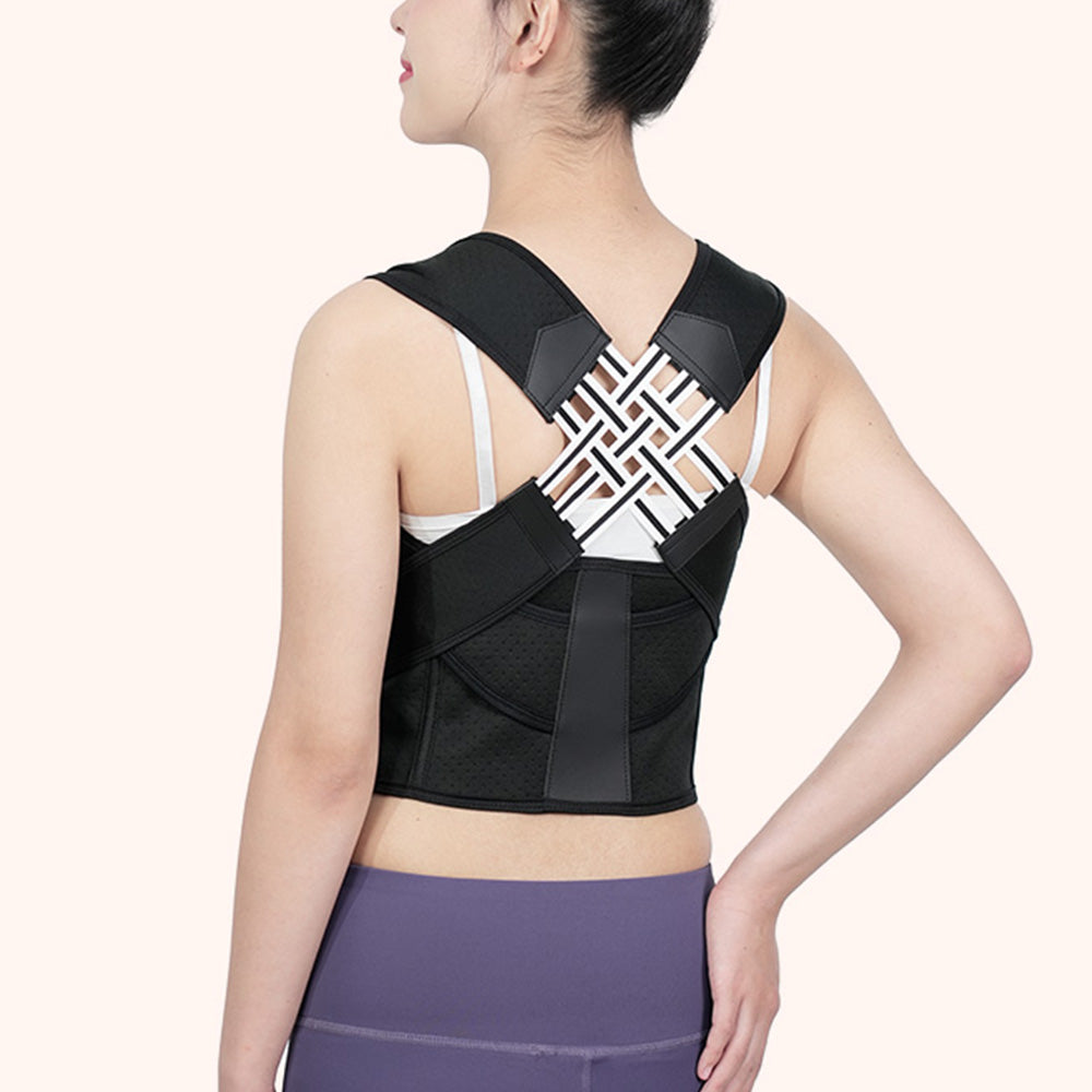Adjustable Unisex Shoulder Brace Belt Low Back Support For Women Men-Black