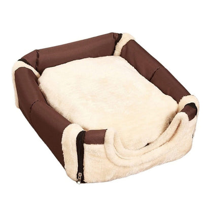 Pet Dog House Kennel Soft Bed Cave Cat Puppy Warm Cushion Brown