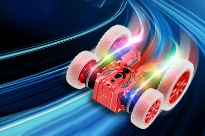 Remote Control Car 360 Degree Rotating RC Cars with Cool Spray 2.4Ghz Double Sided RC Stunt Car with Cool Lights-Red