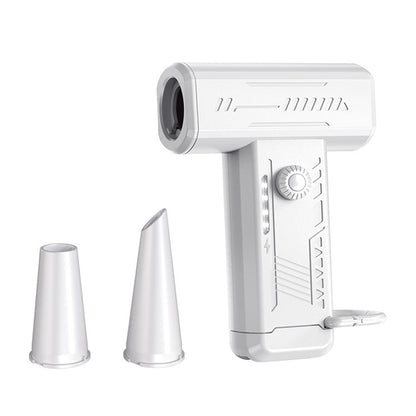 2-in-1 Electric Air Duster 130000 RPM Mini Blower with LED Light for Camping Home Car White