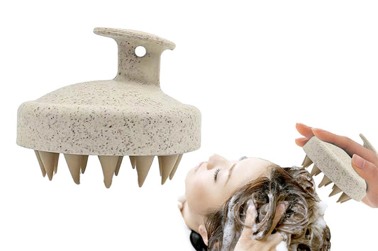 Scalp Massager Shampoo Brush Plastic Shower Head Dandruff Comb shampoo exfoliator-Khaki