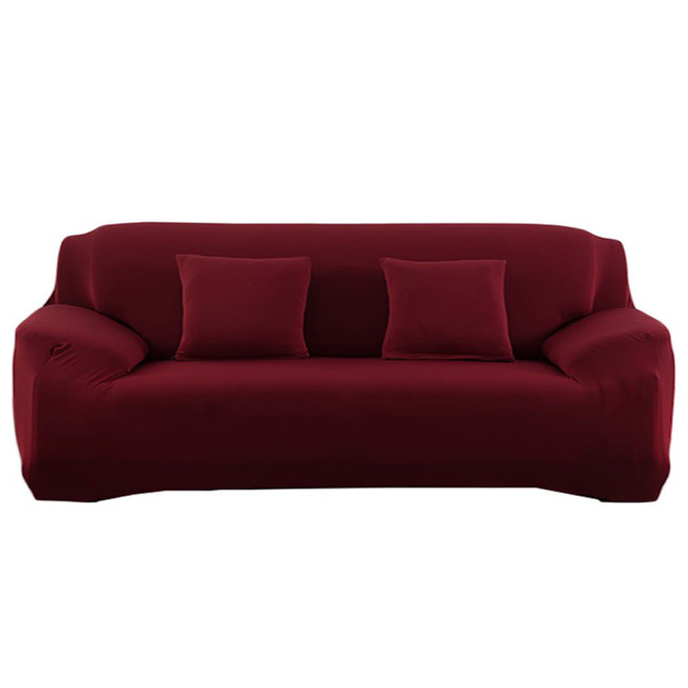 Elastic Stretch Sofa Cover Soft Four-Seater Sofa Cover Non-Slip Sofa Protective Cover -Wine Red