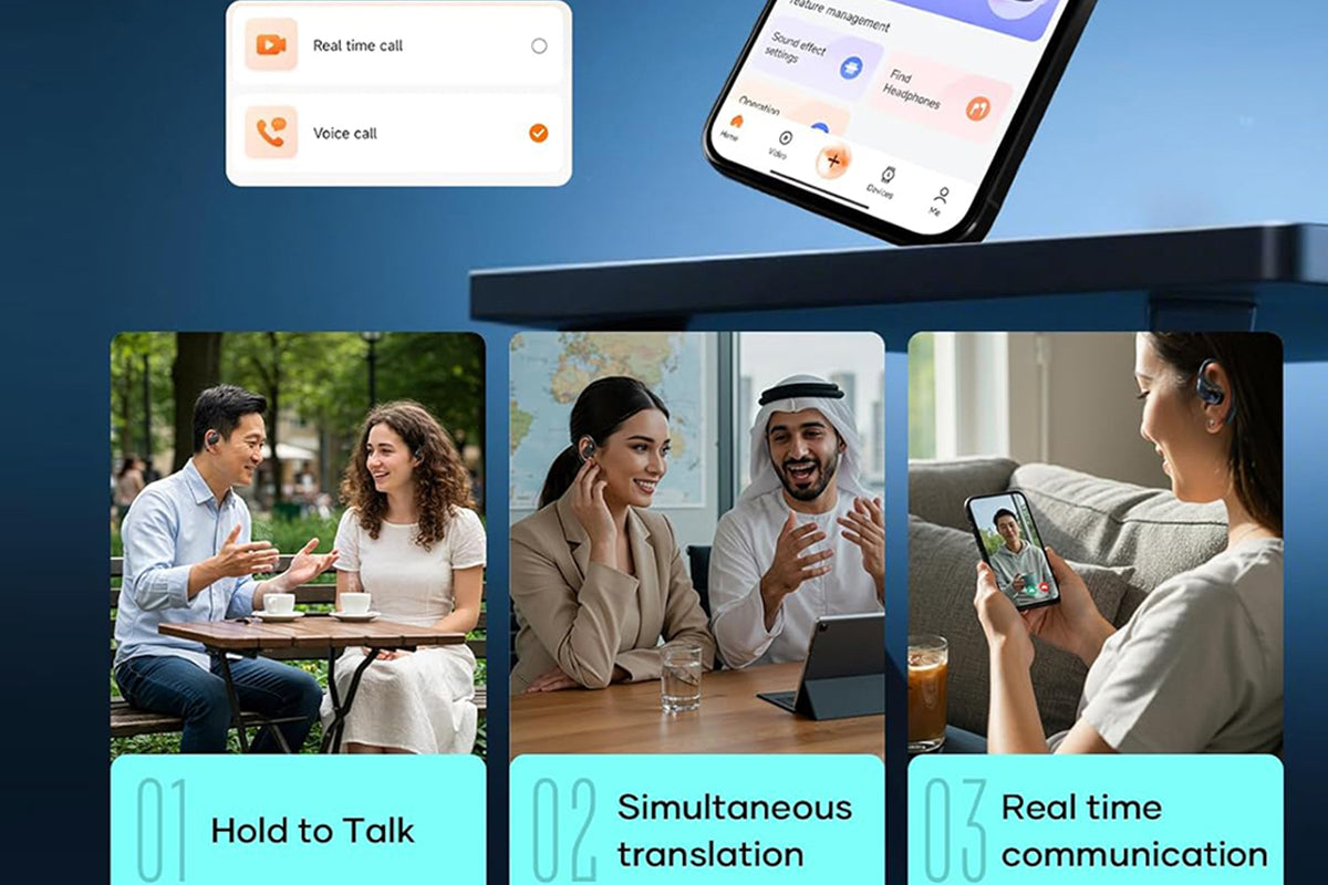 AI Translation Earbuds Real Time 138 Language Translator Earbuds with iOS Android-Gold