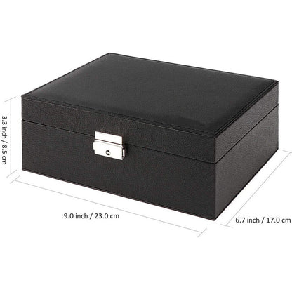 Jewellery Organiser Case Box Holder Storage Earring Ring Display with Lock and Key-Black