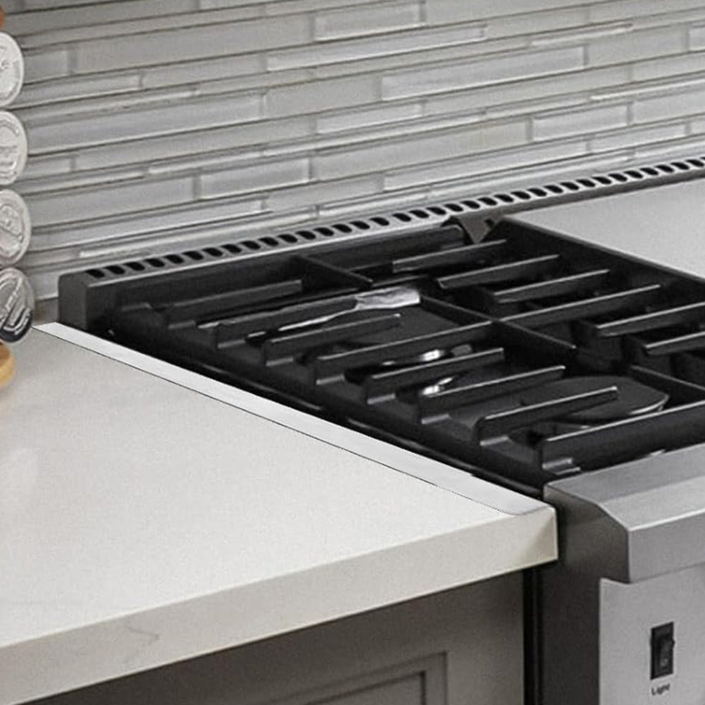 4Pcs Adjustable Stove Gap Fillers Heat Resistant Stove Gap Covers Stainless Steel Gas Stove Side Gap Protector Silver