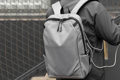 Business Laptop Backpack Anti-Theft USB Charging Port External Headphone Jack for Mens Womens -Grey