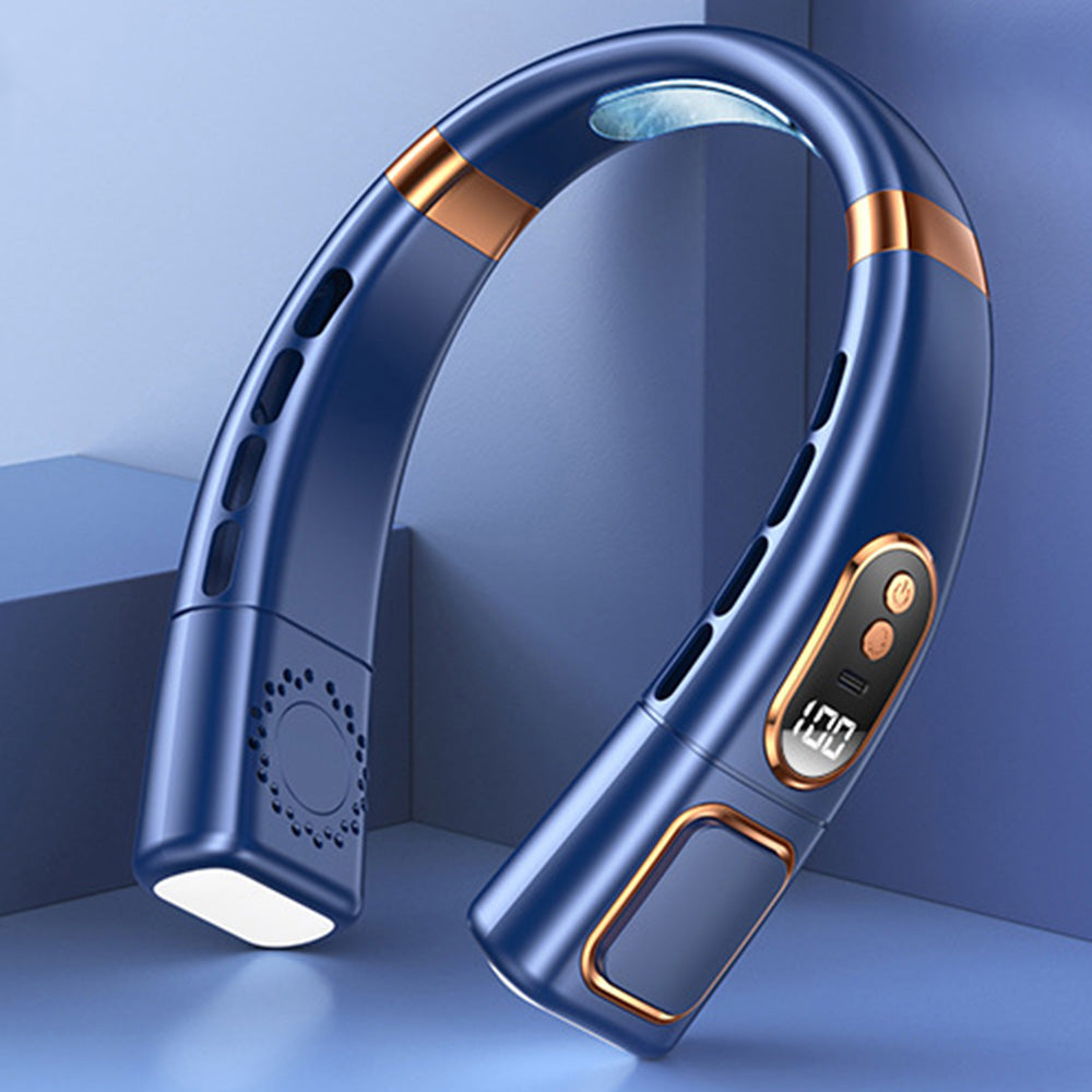 Neck Air Conditioner Wearable Personal Fan with Cooling Plate and Adjustable Airflow Blue