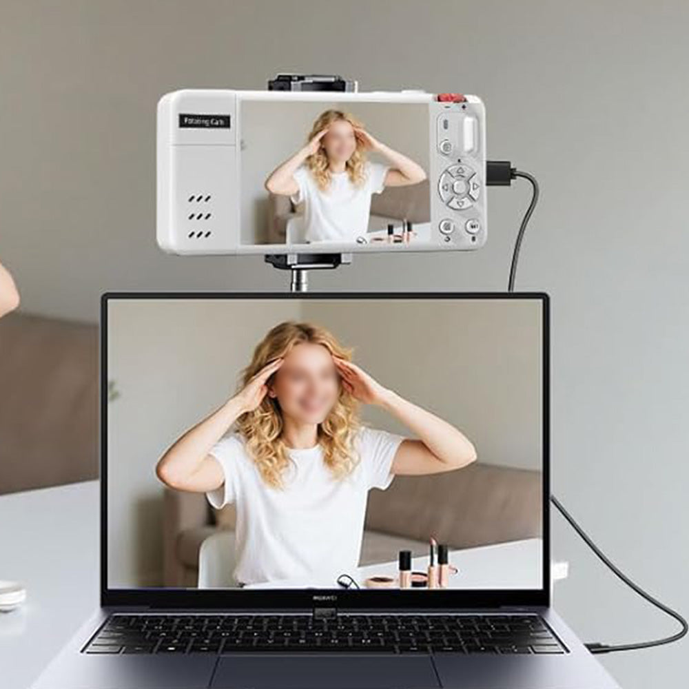 Digital Camera with 270 Degree Rotating Lens for Selfie Vlog -White