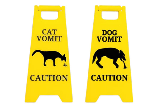 2Pcs Cat Vomit Sign Dogs Vomit Sign Cat Warning Sign Decoration Mini Fun Pet Signs Decor-Each of Style