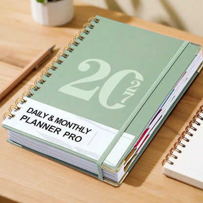 2027 A5 Hardcover Weekly Planner Calendar Notebook January to December - Green