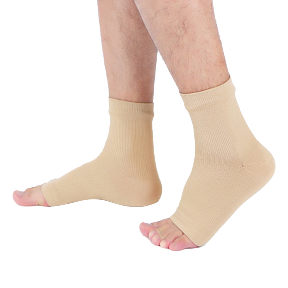 2 Pair of Compression Socks Ankle Compression Sleeve Heels Arch Support Socks Nude