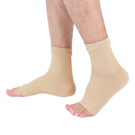 2 Pair of Compression Socks Ankle Compression Sleeve Heels Arch Support Socks Nude
