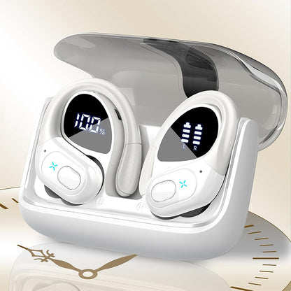 Wireless Bluetooth 5.4 Headphone Over Ear Bud IPX5 Waterproof Earphone for Sport Running-WHI
