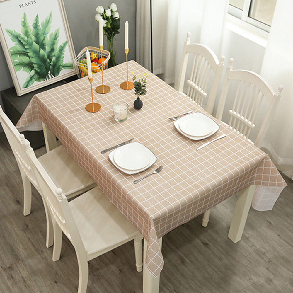 2-Pack PVC Tablecloth Waterproof Oilproof with Checkered Pattern Coffee Check