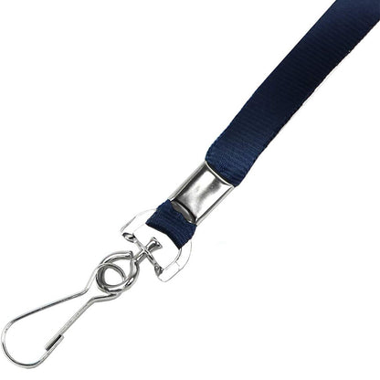 50 Flat ID Badge Lanyards with 360 Degree Swivel Hooks - Dark Blue