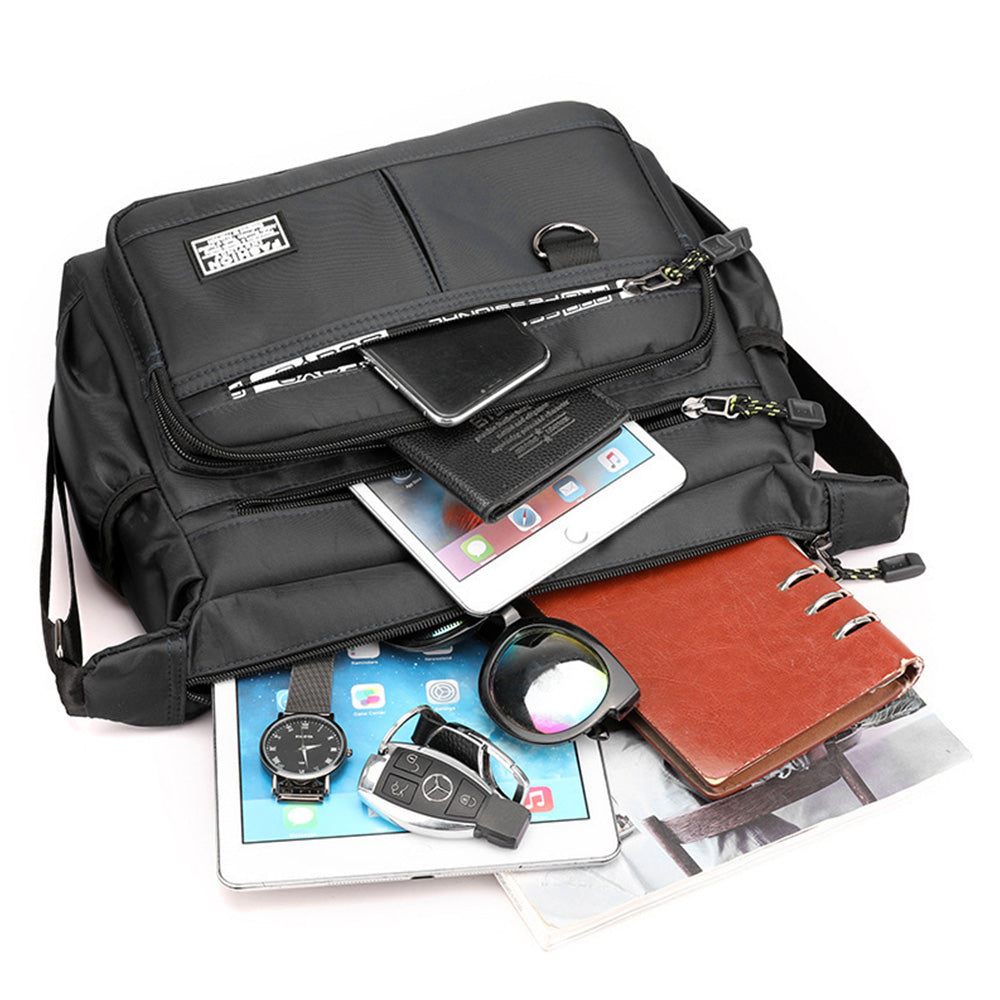 Multi-Pocket Men's Crossbody Shoulder Bag for Outdoor Travel and Commuting -Black