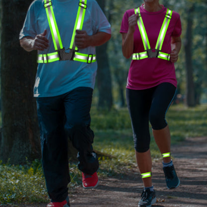 2Pcs Adjustable Reflective Vests and 4 Bands High-Visibility Elastic Gear for Night Running Cycling Green