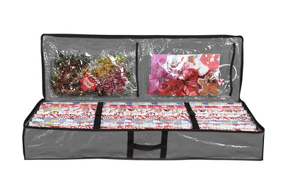 Wrapping Paper Storage Container Gift Wrap Organizer for Ribbon Accessories -Grey