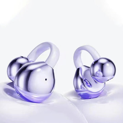 Bluetooth Clip-on Earbuds Wireless Open Ear Earbuds for Sports Workout Purple