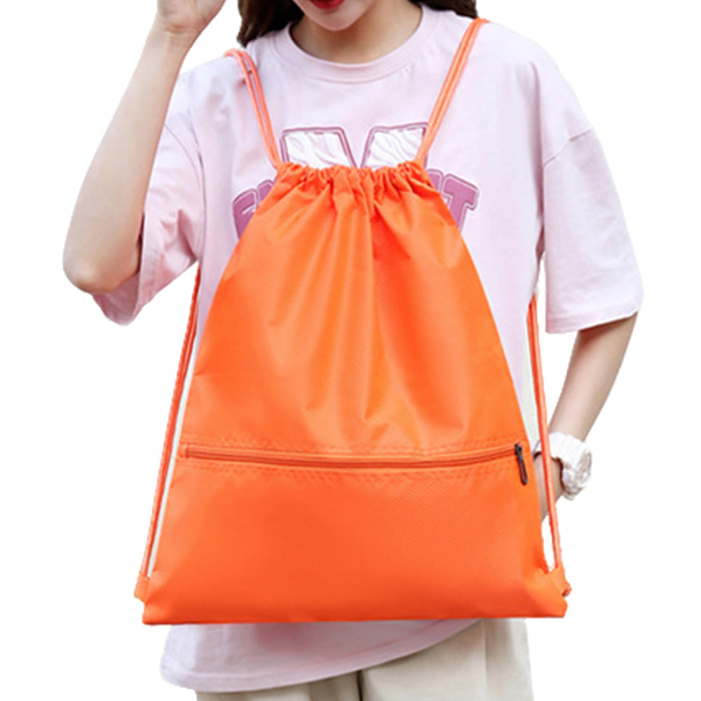 Drawstring Backpack Bag Portable Gym Backpack - Orange