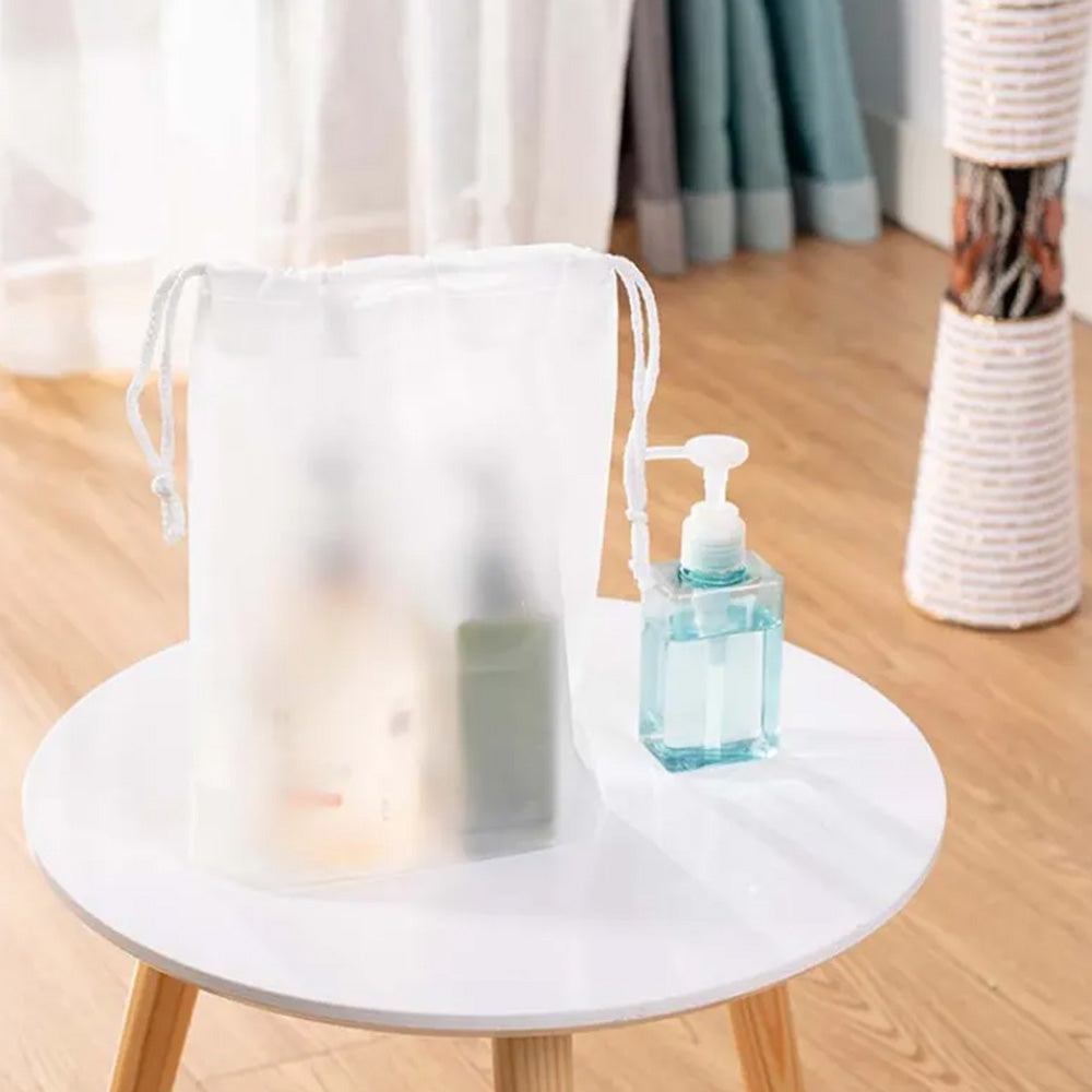 Clear Shoe Bags for Travel Waterproof Dustproof Drawstring Shoe Bags for Packing White