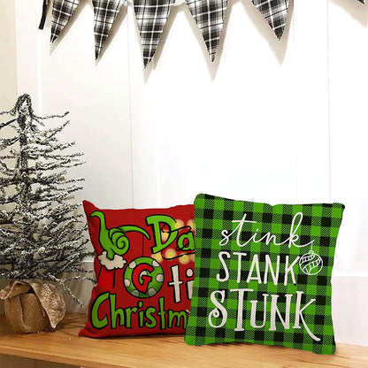 4Pcs Christmas Throw Pillow Case Cartoon Cushion Protector Cover Xmas Decor Style 2