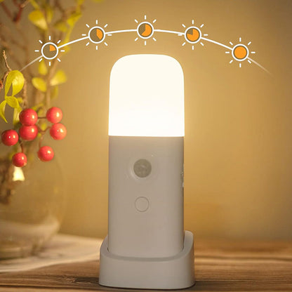 Dimmable Motion Sensor Night Light Rechargeable Nightlight with 5 Brightness Levels White