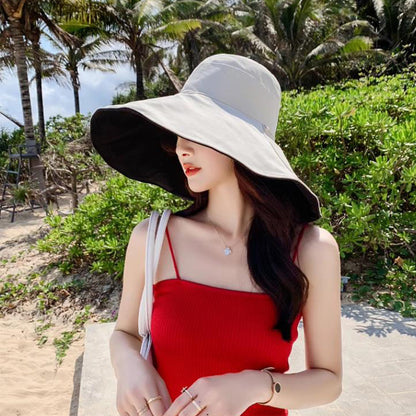 Reversible Bucket Hat Sun Hats with Wide Brim for Outdoor Camping Hiking Black