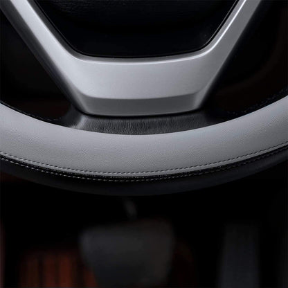 37-38cm Microfiber Leather Steering Wheel Cover-Grey