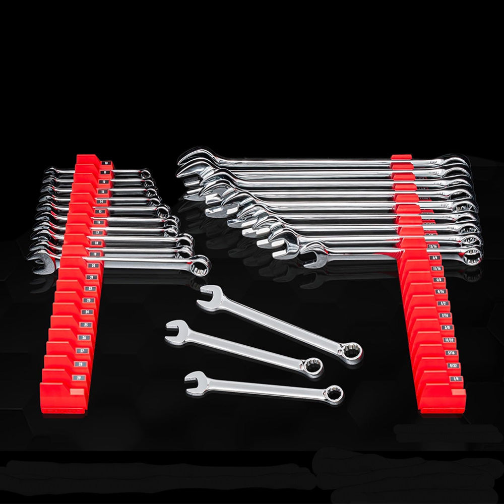 20-Tool Wrench Organizer Adjustable Wrench Holder Rack Set for Tool Box Tool Drawer Storage Red