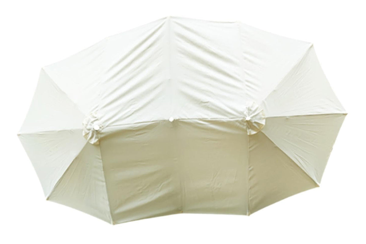 2.7M Waterproof Umbrella Replacement Canopy Top Cover For 12 Ribs Sunscreen Garden Three Heads Patio Umbrella Replacement Cloth-Beige