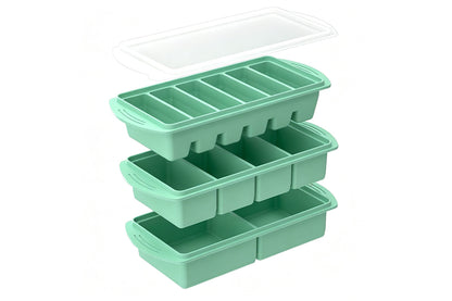3 Pack Silicone Freezer Trays with Lids - Green