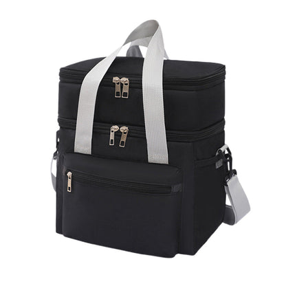 Double Layer Insulated Lunch Bag ââ‚?Portable Cooler Food Tote Navy Blue