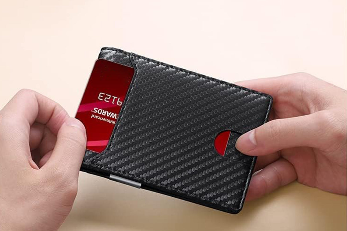 PU Leather Wallet RFID Blocking Front Pocket Bifold Card Holder-Black