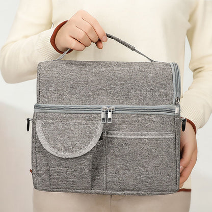Insulated Lunch Bag Lunch Tote Lunch Box Baby Milk Carrying Bag for Work Picnic Hiking Gray